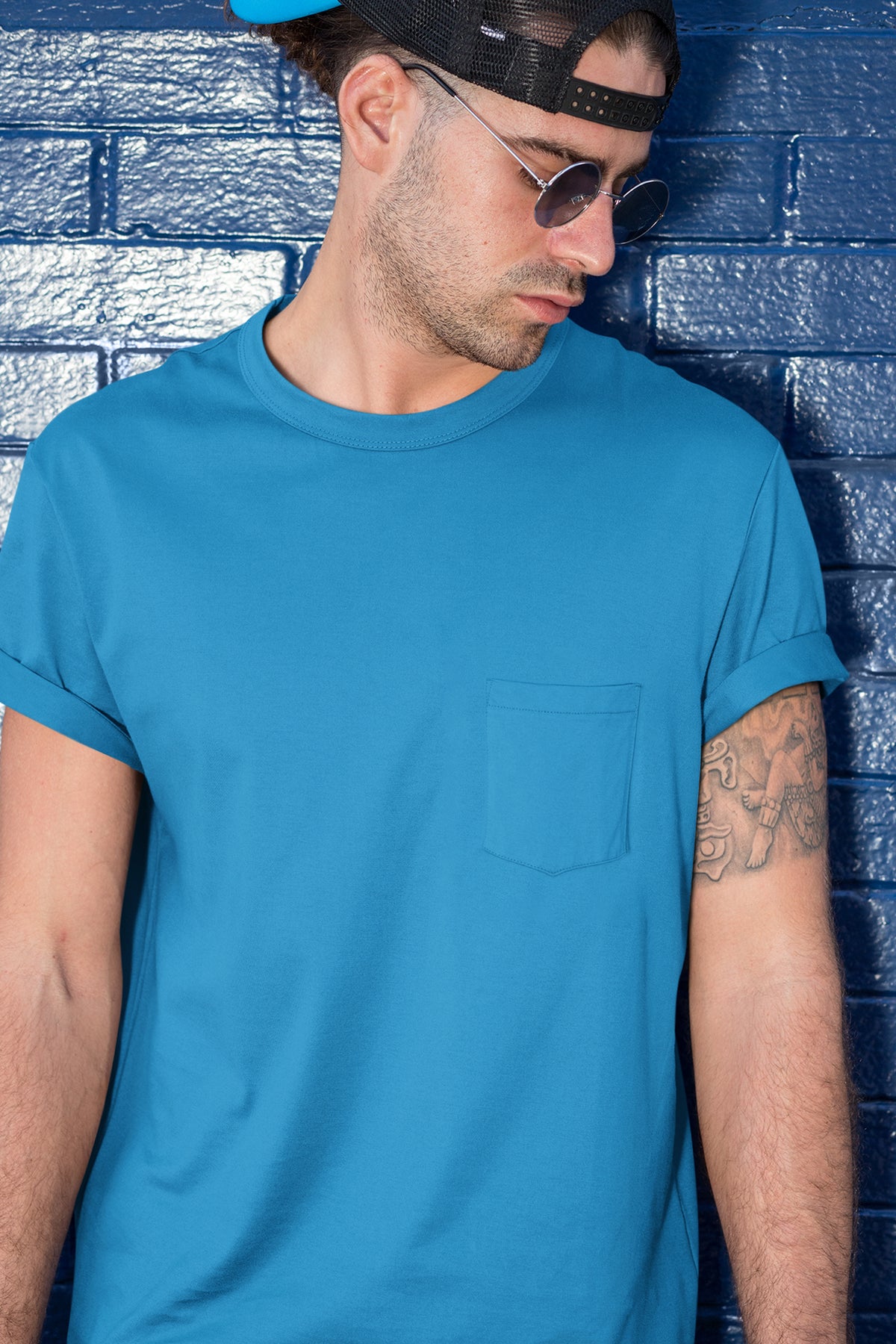 Comfortable Pure Cotton T-Shirt : Aqua Blue