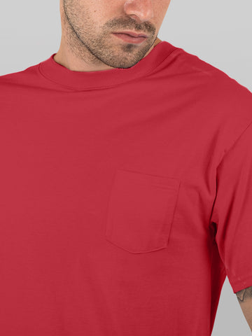 Comfortable Pure Cotton T-Shirt : Red
