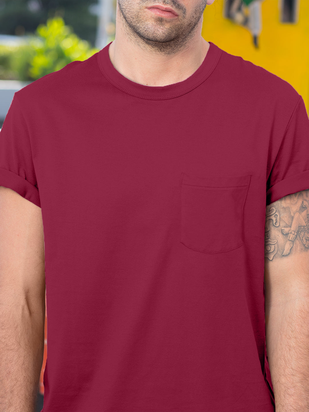 Comfortable Pure Cotton T-Shirt : Wine Red