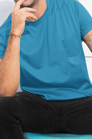 Comfortable Pure Cotton T-Shirt : Aqua Blue